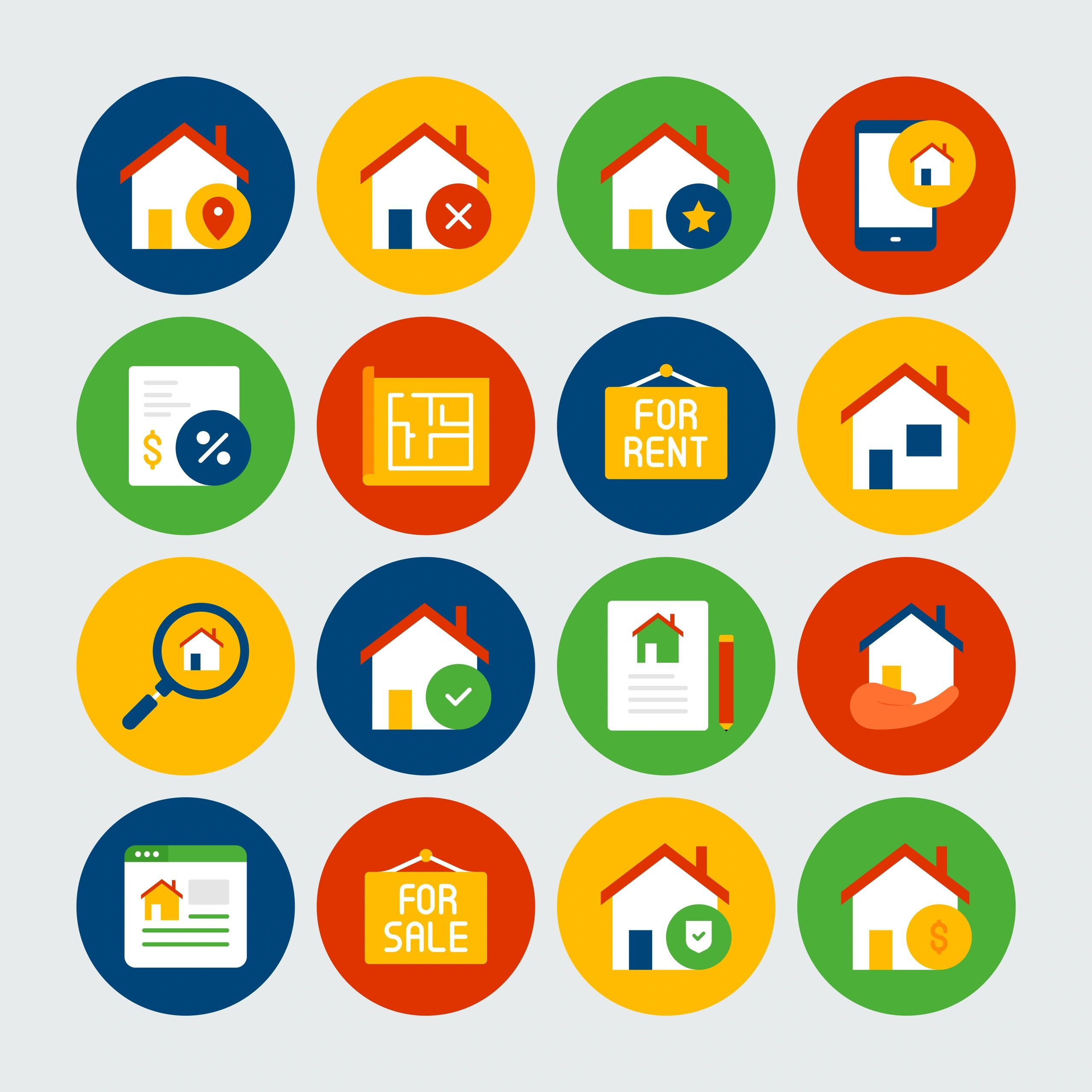 Modern property marketing and social media promotion icons